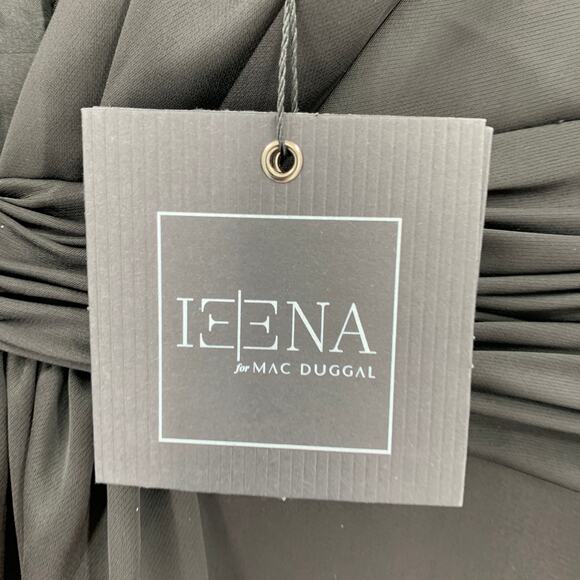 MAC DUGGAL Dress Size 6 Jumpsuit NEW Black Deep V Front Twist Puff Sleeve - Picture 3 of 7